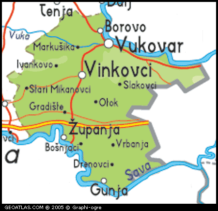 vukovar karta Map of Vukovar and Srije County Map, Zagreb, Croatia Maps vukovar karta